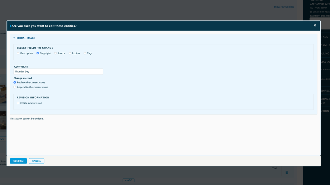 Overlay of the new bulk editing Overlay of the new bulk editing