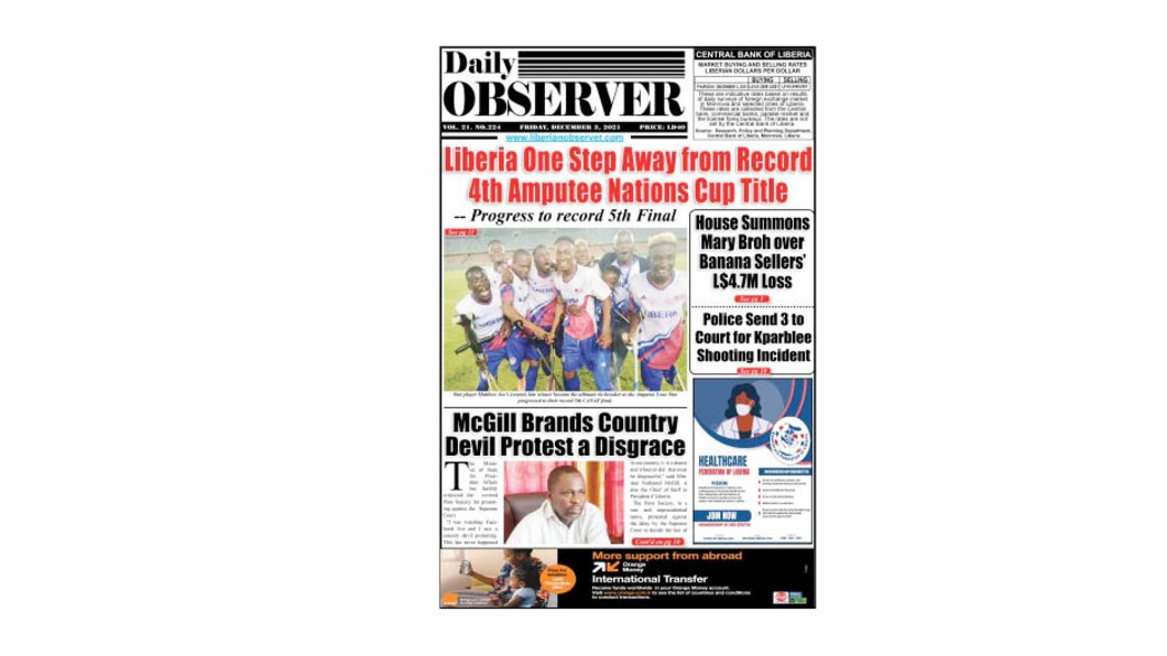 Media News Thunder   Liberian Observer Titel 